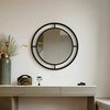 Uniquewise Decorative Round Shaped with Circle Ring Frame Black Metal Wall Mounted Modern Mirror QI004578